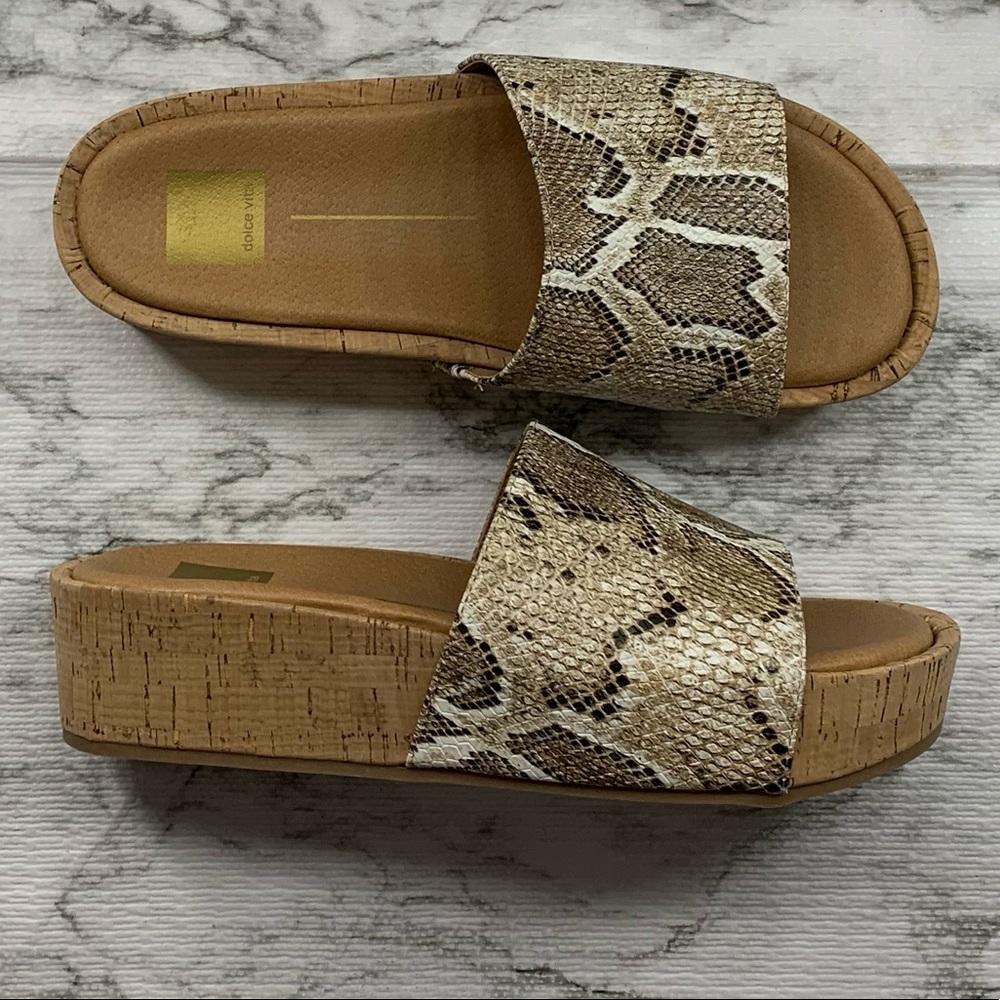 Dolce Vita Snake Print Platform Slides - image 1
